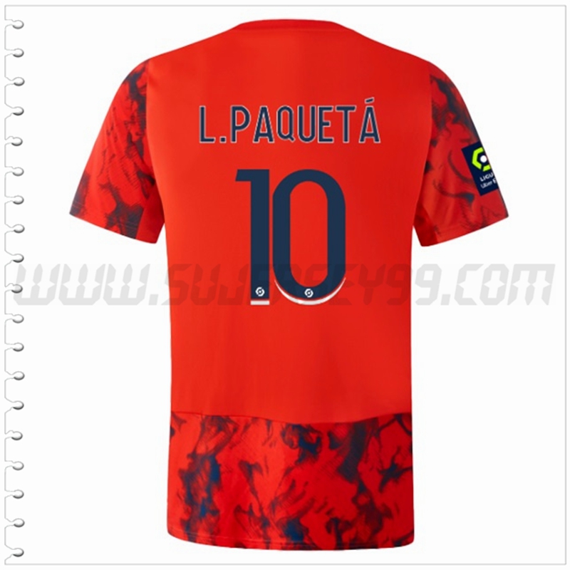 Segunda Camiseta Futbol Lyon OL L.PAQUETÁ #10 2022 2023