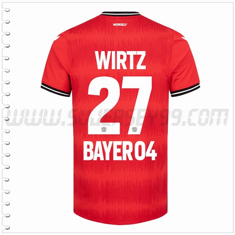 Primera Camiseta Futbol Leverkusen WIRTZ #27 2022 2023