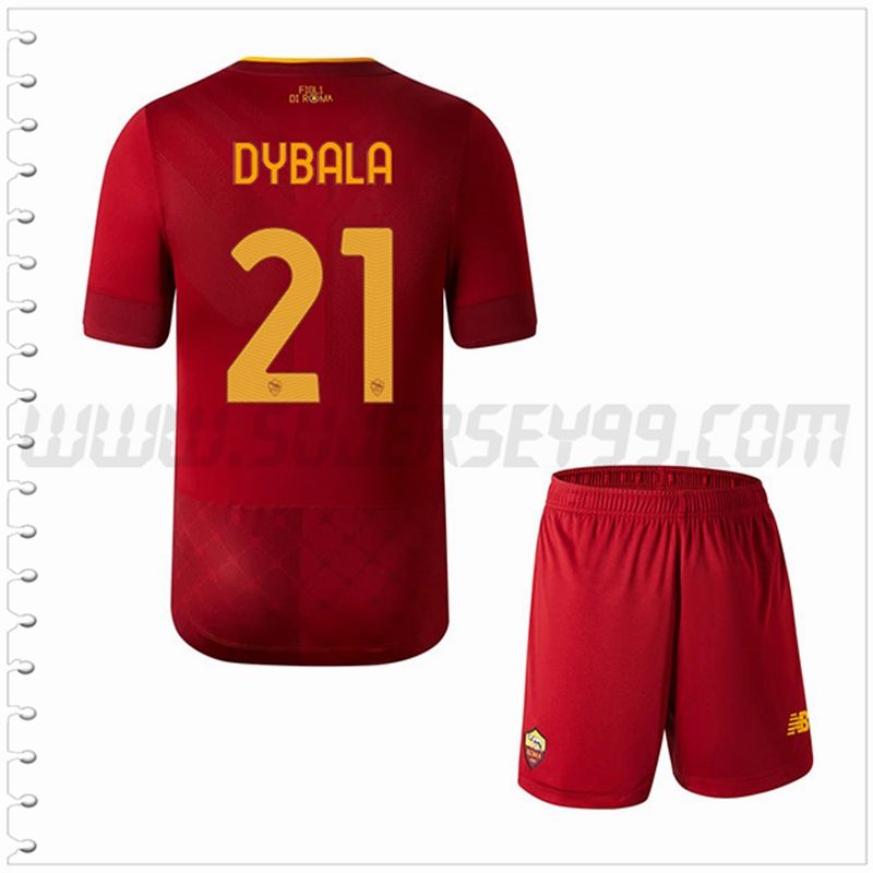 Equipacion del AS Roma DYBALA #21 Ninos 2022 2023