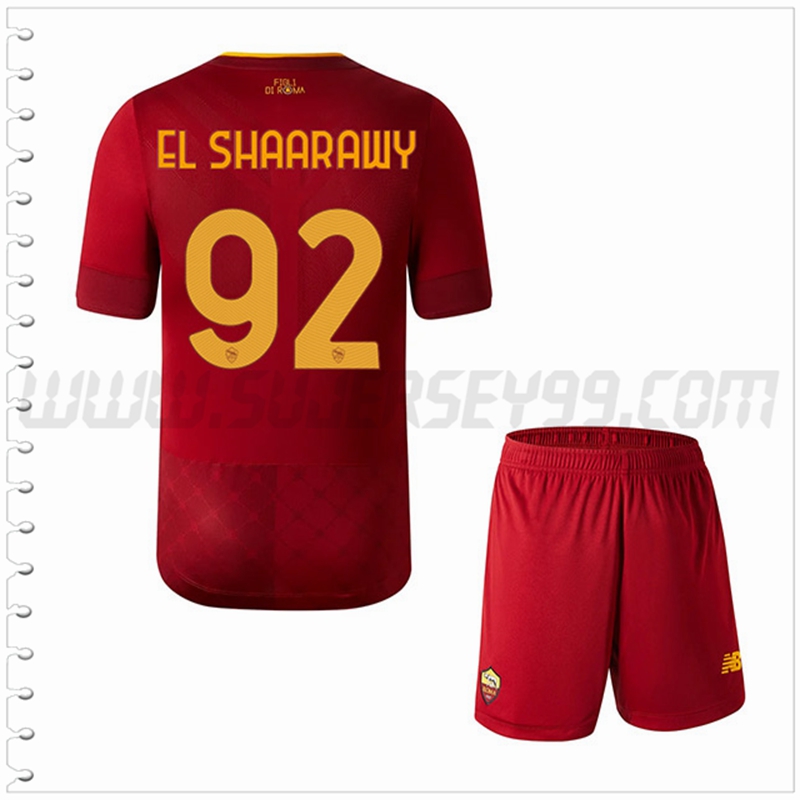 Equipacion del AS Roma EL SHAARAWY #92 Ninos 2022 2023