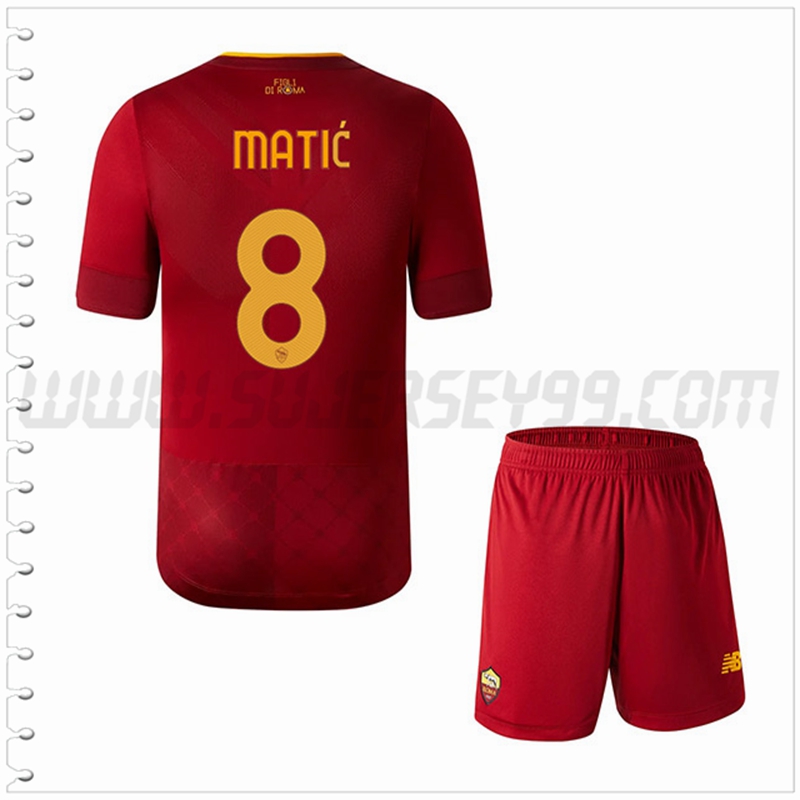 Equipacion del AS Roma MATIĆ #8 Ninos 2022 2023