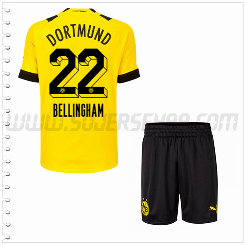 Equipacion del Dortmund BVB BELLINGHAM #22 Ninos 2022 2023