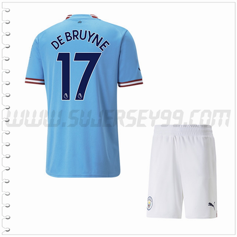 Equipacion del Manchester City DE BRUYNE #17 Ninos 2022 2023