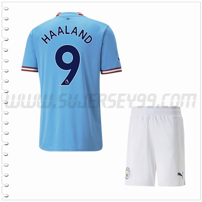 Equipacion del Manchester City HAALAND #9 Ninos 2022 2023