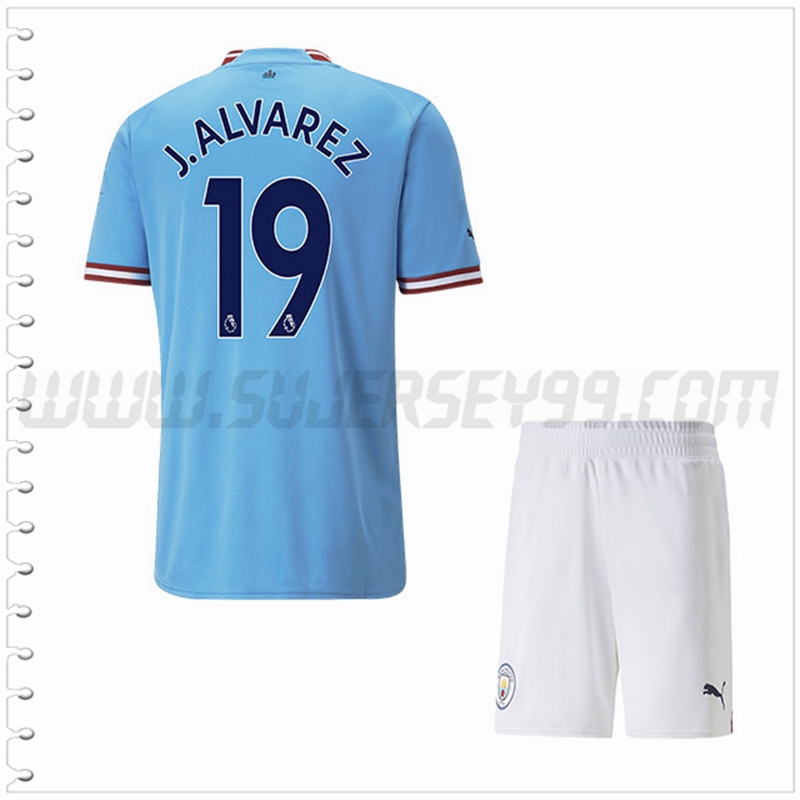 Equipacion del Manchester City J.ALVAREZ #19 Ninos 2022 2023