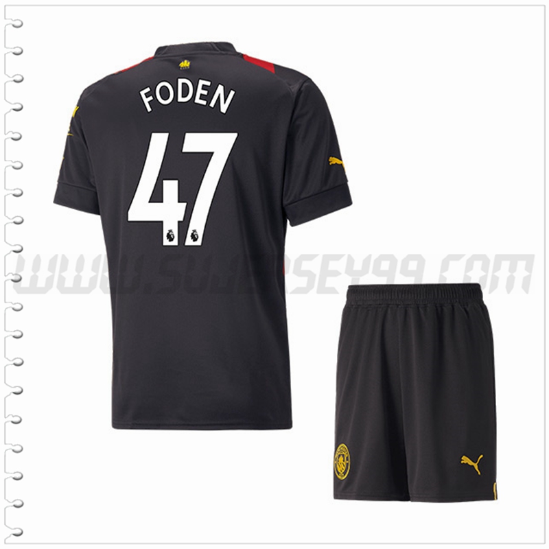 Equipacion del Manchester City FODEN #47 Ninos 2022 2023