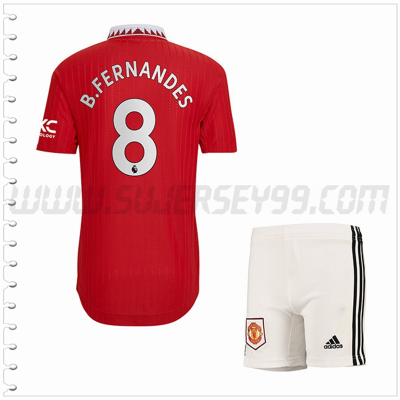 Equipacion del Manchester United B. FERNANDES #8 Ninos 2022 2023