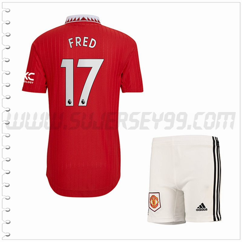 Equipacion del Manchester United FRED #17 Ninos 2022 2023