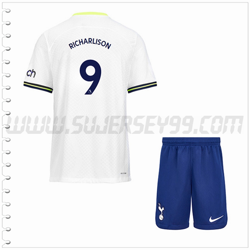 Equipacion del Tottenham Hotspurs RICHARLISON #9 Ninos 2022 2023