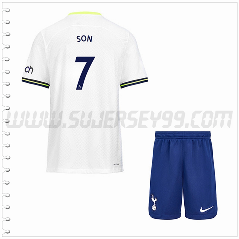 Equipacion del Tottenham Hotspurs SON #7 Ninos 2022 2023