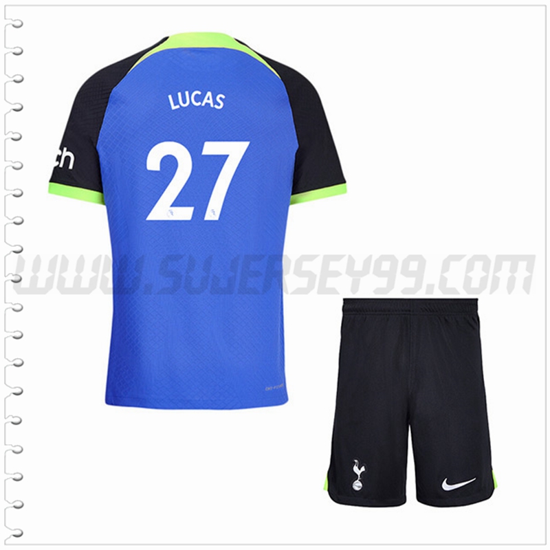 Equipacion del Tottenham Hotspurs LUCAS #27 Ninos 2022 2023