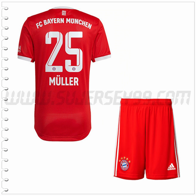 Equipacion del Bayern Munich MÜLLER #25 Ninos 2022 2023