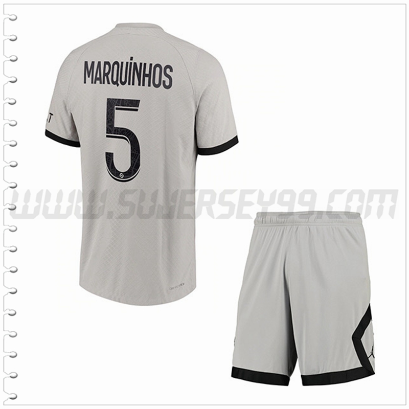 Equipacion del PSG MARQUINHOS #5 Ninos 2022 2023