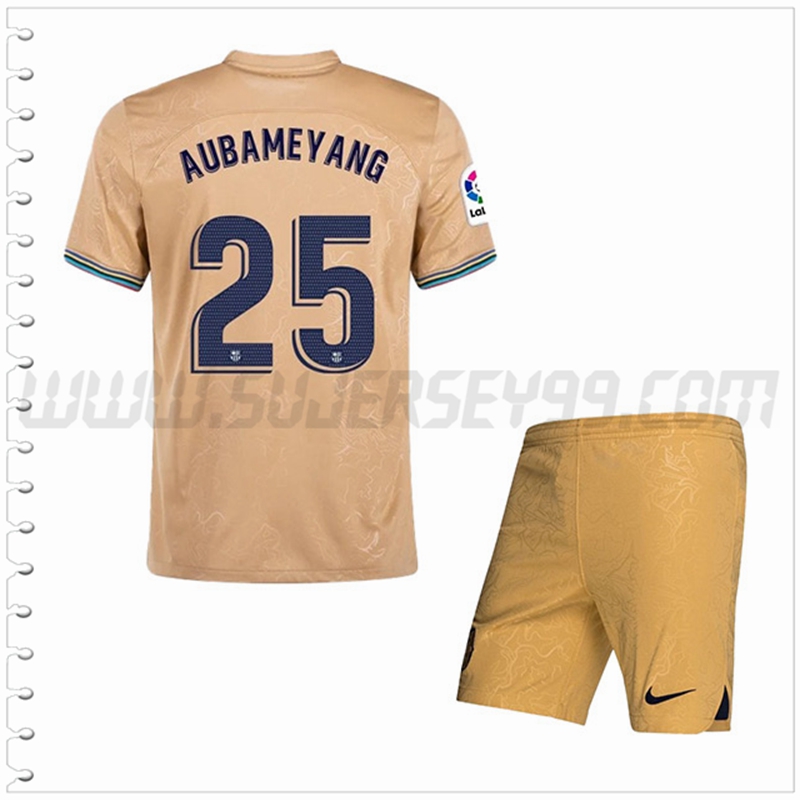 Equipacion del FC Barcelona AUBAMEYANG #25 Ninos 2022 2023