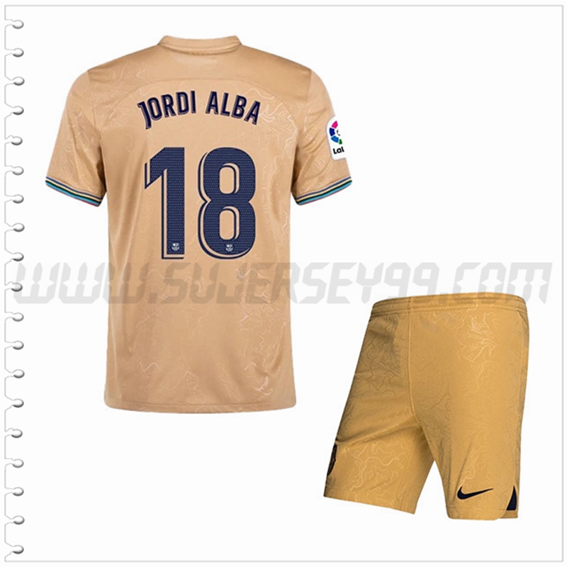 Equipacion del FC Barcelona JORDI ALBA #18 Ninos 2022 2023