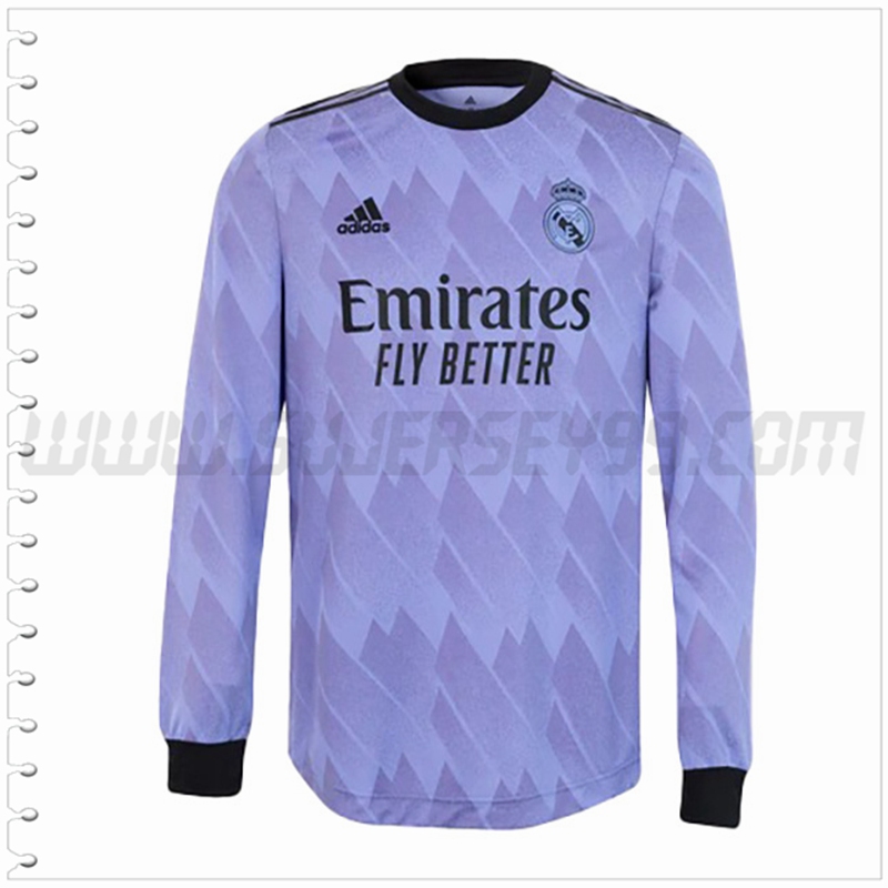 Segunda Nuevo Camiseta Real Madrid Manga Larga Púrpura 2022 2023