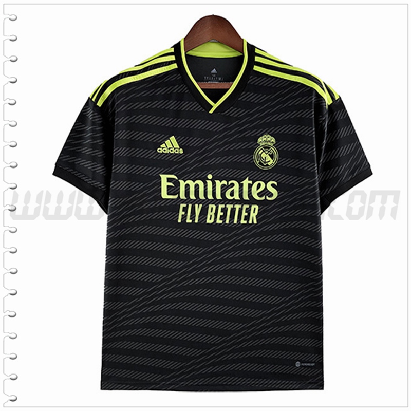 Tercera Camiseta Futbol Real Madrid Negro 2022 2023