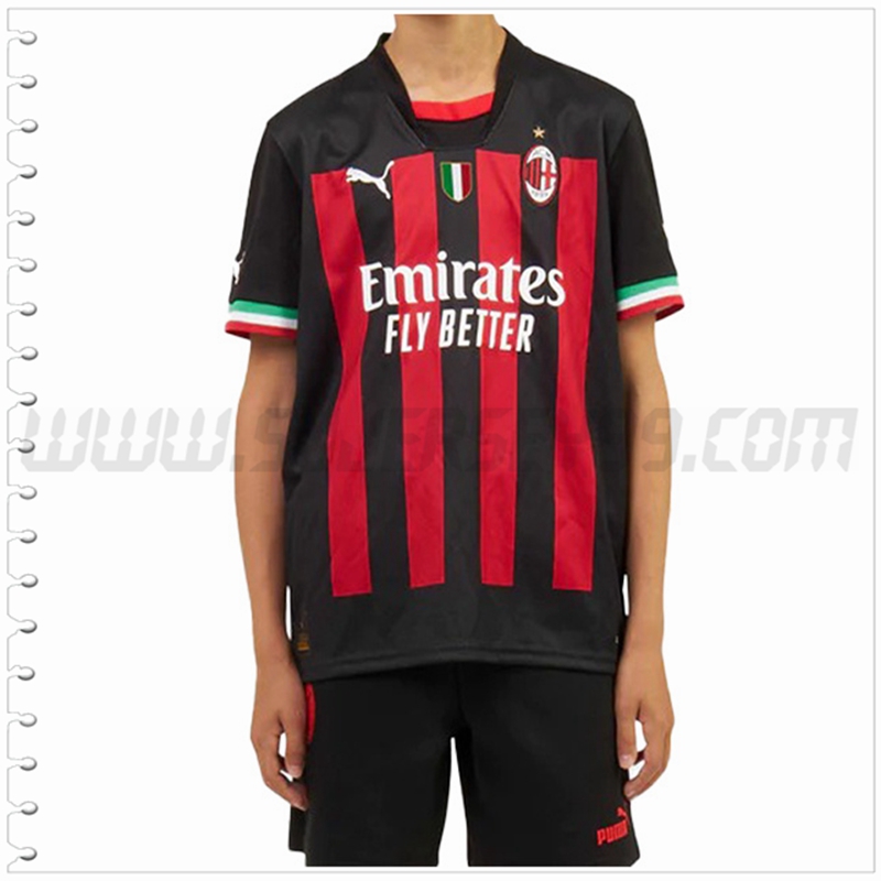 Nuevo Equipacion del AC Milan Ninos 2022 2023