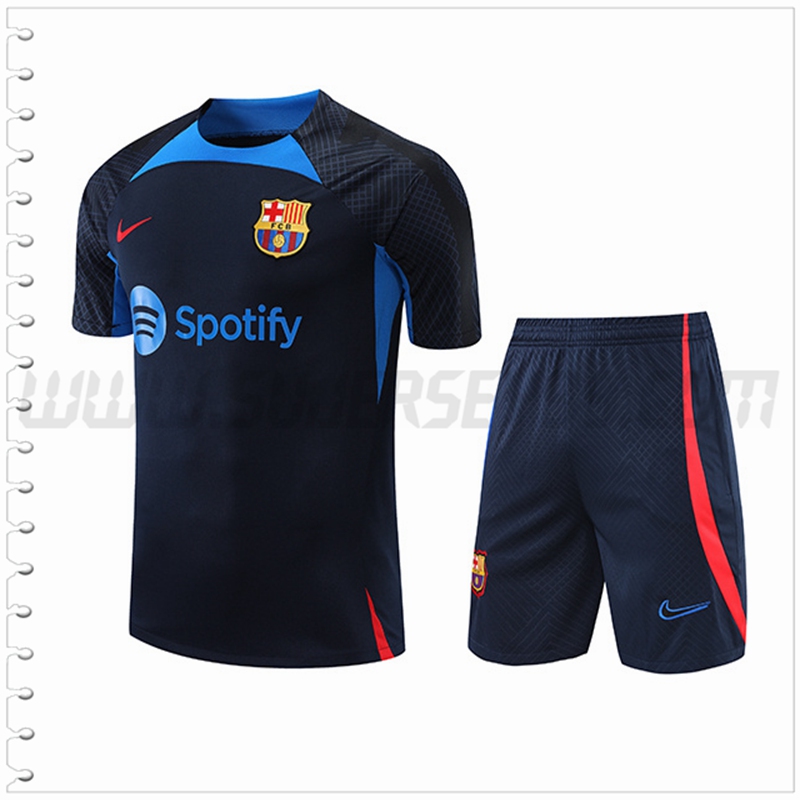 Camiseta Entrenamiento FC Barcelona + Pantalones Cortos Azul Marino 2022 2023