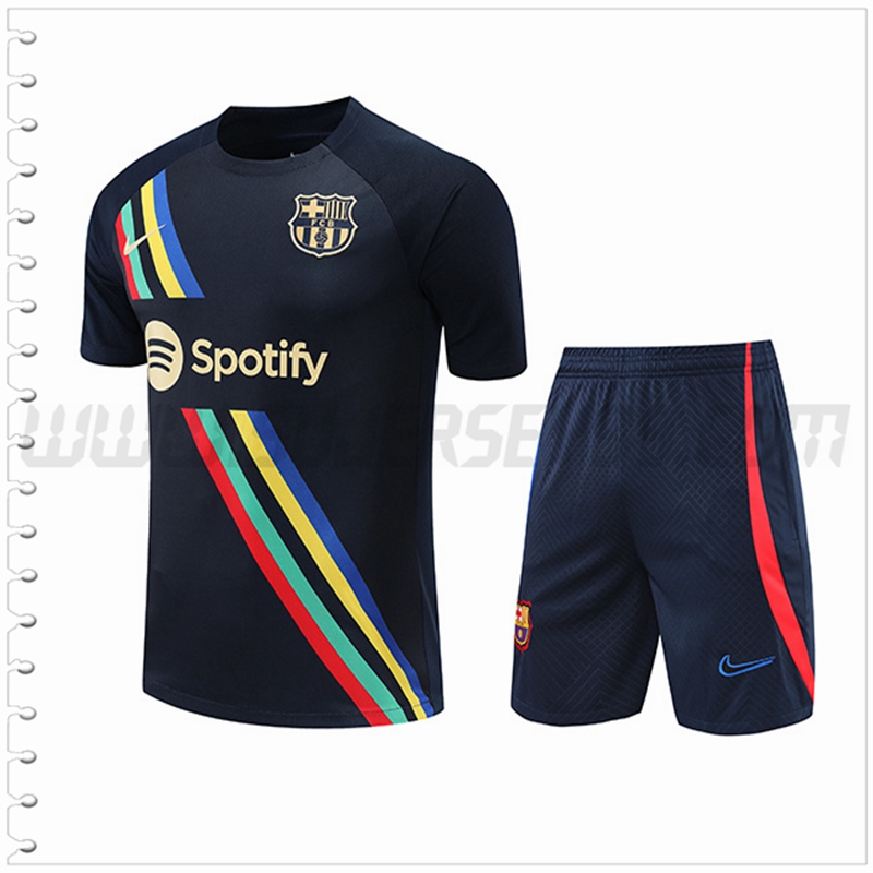 Camiseta Entrenamiento FC Barcelona + Pantalones Cortos Negro 2022 2023