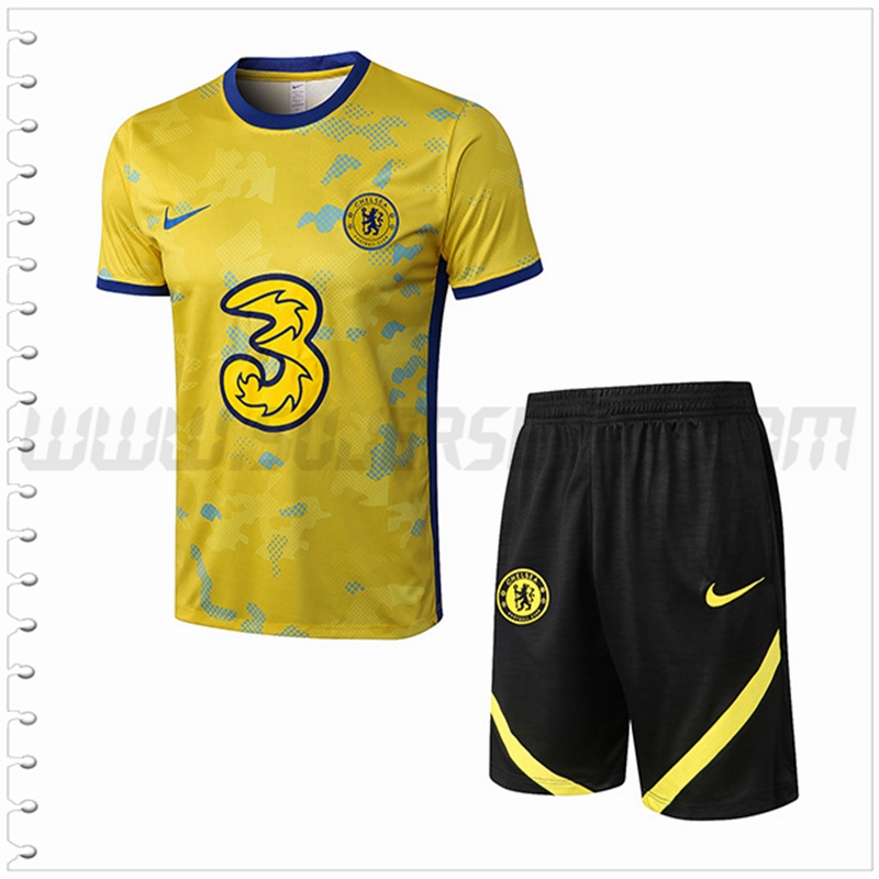 Camiseta Entrenamiento FC Chelsea + Pantalones Cortos Amarillo 2022 2023