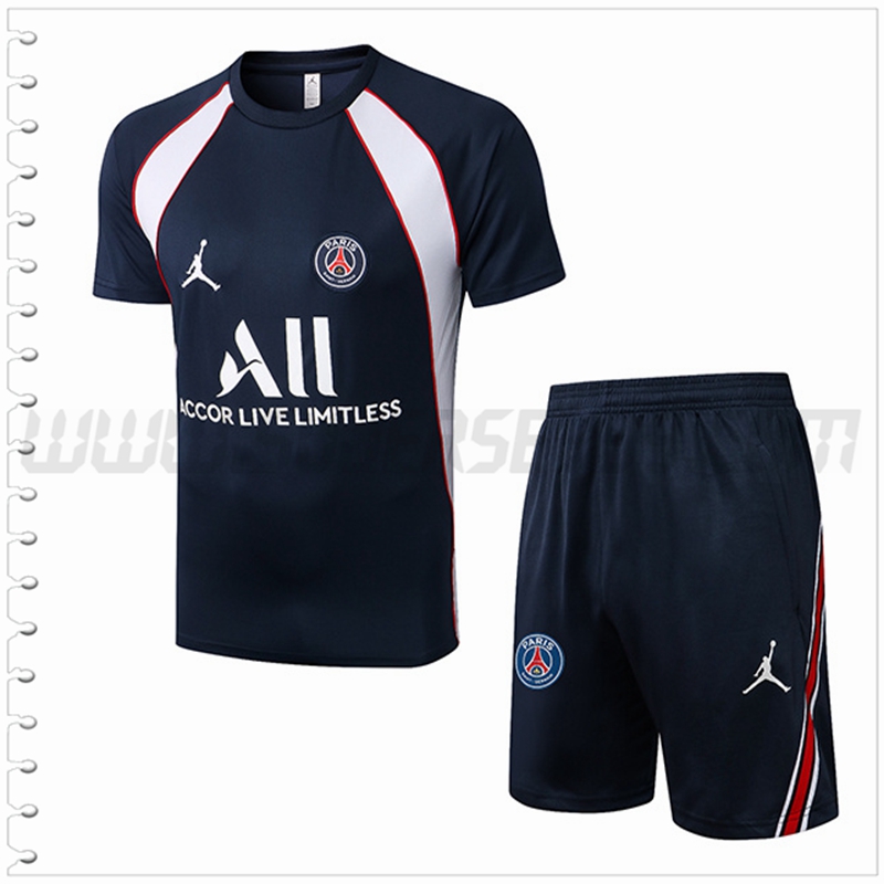 Camiseta Entrenamiento PSG Jordan + Pantalones Cortos Azul Marino/Blanco 2022 2023