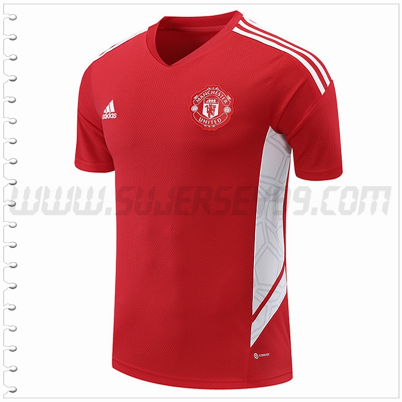 Camiseta Entrenamiento Manchester United Rojo/Blanco 2022 2023