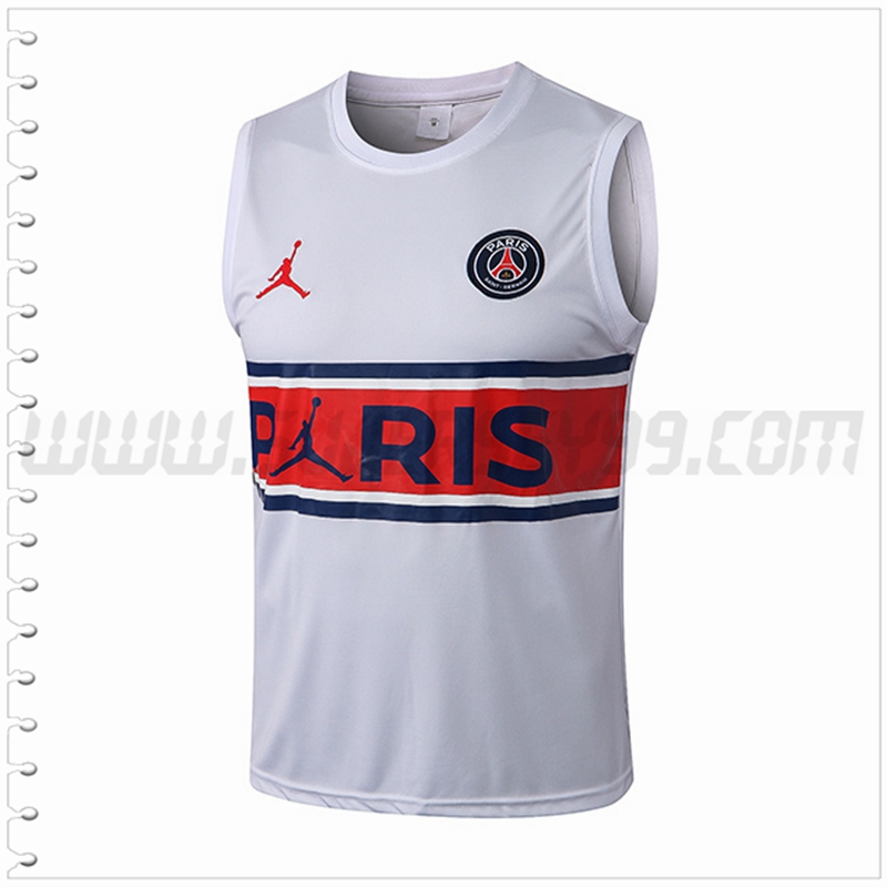 Camiseta Entrenamiento Sin Mangas Jondan PSG Blanco/Rojo 2022 2023