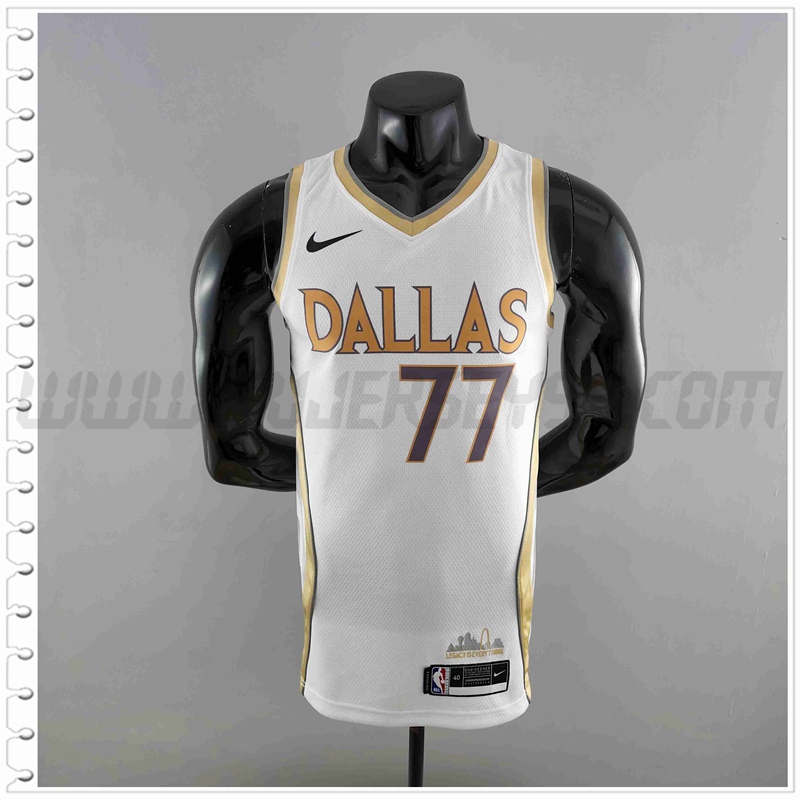 Camiseta Dallas Mavericks (DONCIC #77) 2020 Blanco City Edition