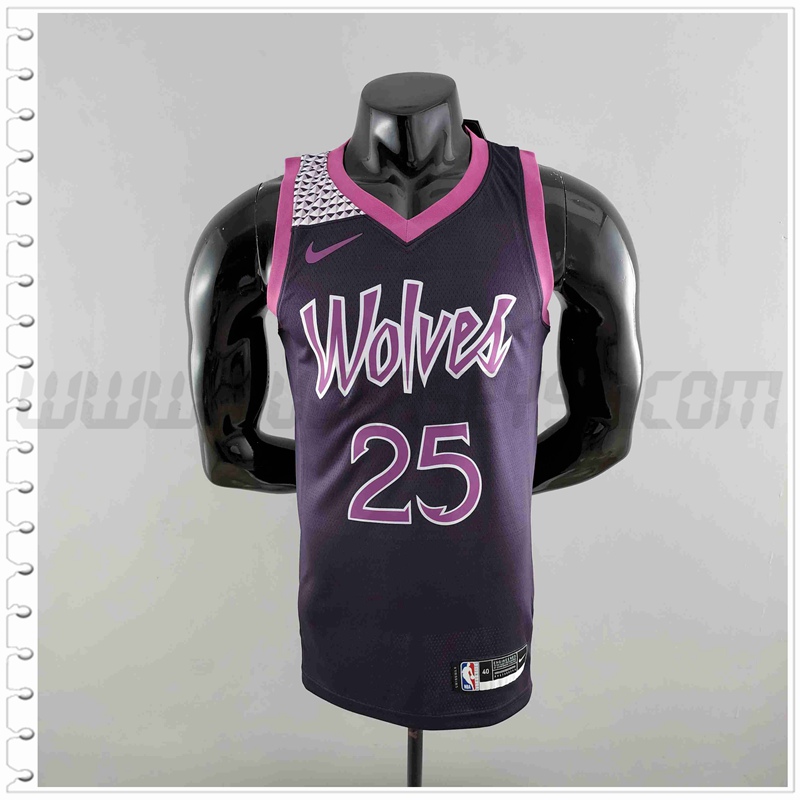 Camiseta Minnesota Timberwolves (Rosa #25) Negro/Púrpura