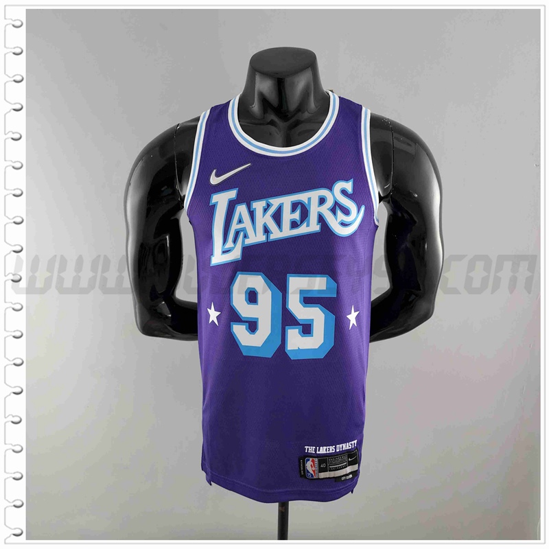 Camiseta Los Angeles Lakers (TOSCANO #95) Púrpura Edición Ciudad 75 Aniversario