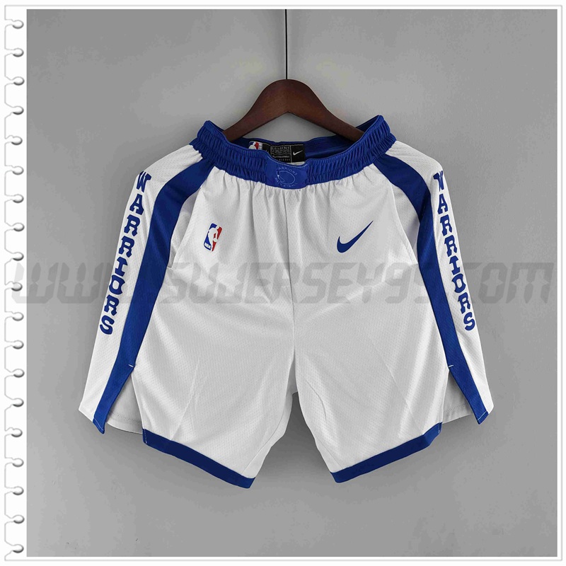 Pantalones Cortos NBA Golden State Warriors Blanco/Azul Trim