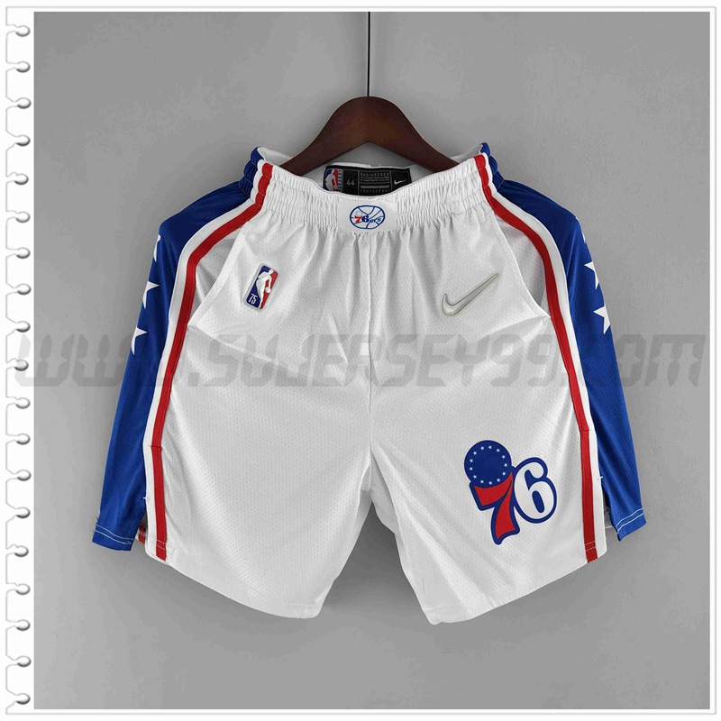 Pantalones Cortos NBA Philadelphia 76ers Blanco/Azul Trim 75 Aniversario