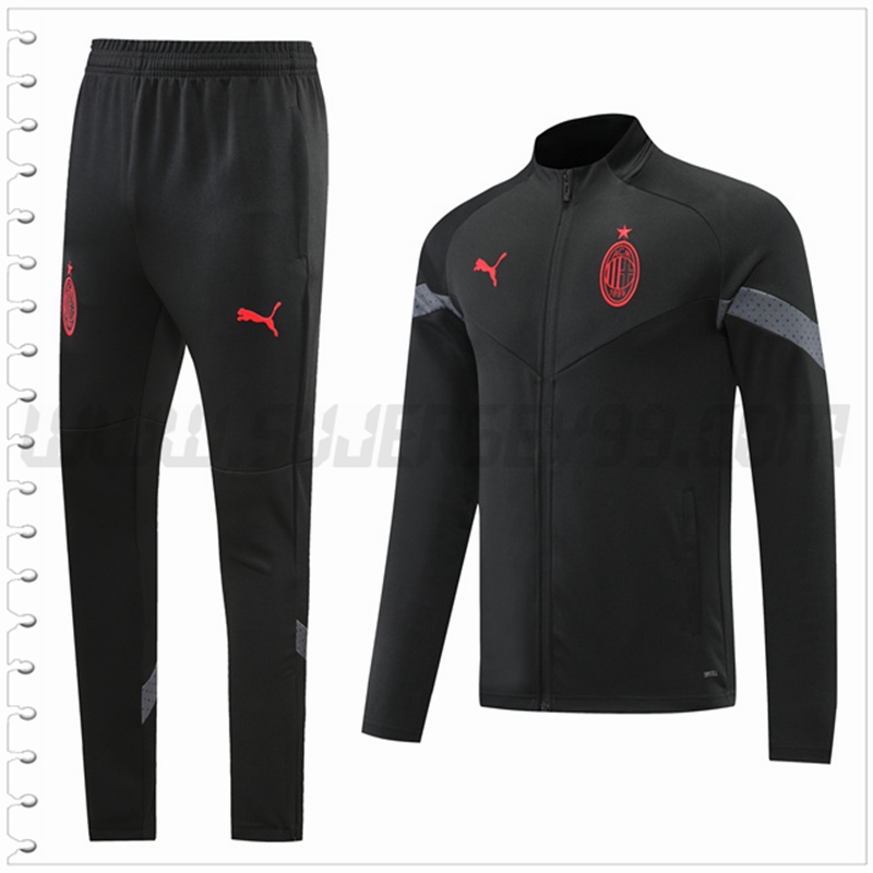 Chaqueta Chandal Futbol AC Milan Negro 2022 2023