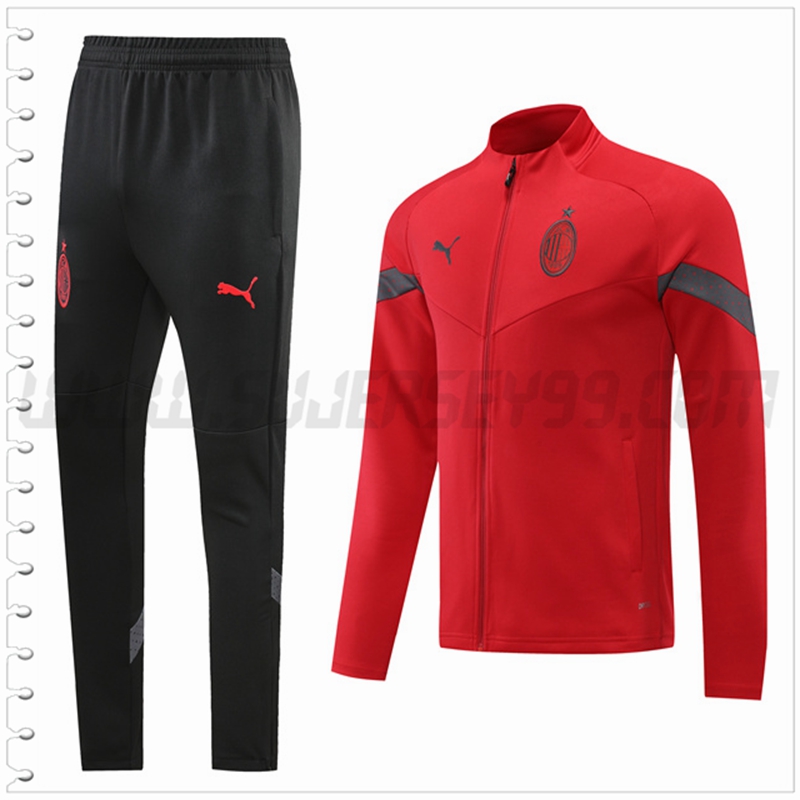 Chaqueta Chandal Futbol AC Milan Rojo 2022 2023