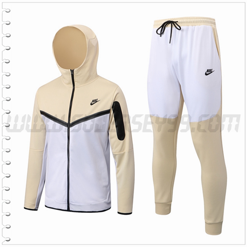 Chaqueta con Capucha Chandal Futbol NIKE Blanco/Amarillo 2022 2023