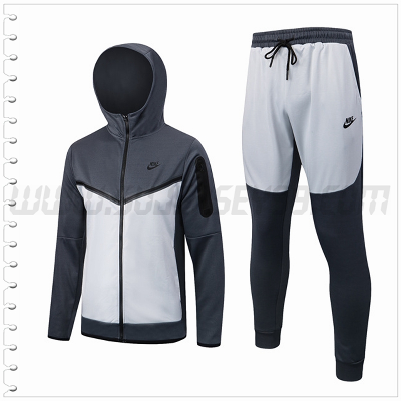 Chaqueta con Capucha Chandal Futbol NIKE Gris/Blanco 2022 2023