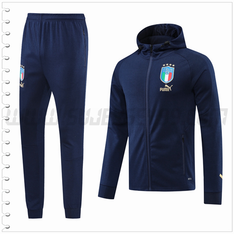 Chaqueta con Capucha Chandal Futbol Italia Azul Marino 2022 2023