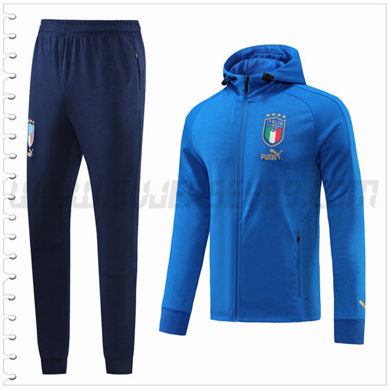 Chaqueta con Capucha Chandal Futbol Italia Azul 2022 2023