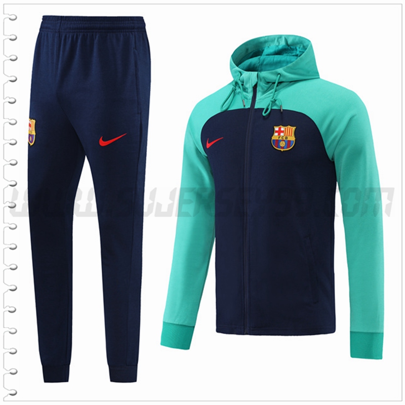 Chaqueta con Capucha Chandal Futbol FC Barcelona Azul/Verde 2022 2023