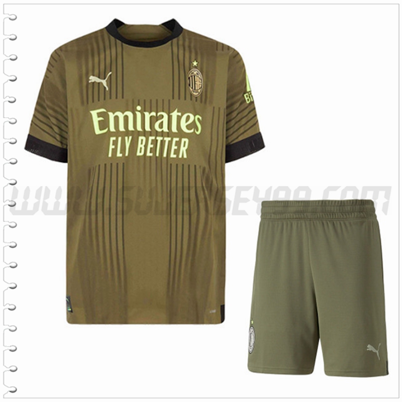 Tercera Equipacion del AC Milan + Pantalones Cortos 2022 2023