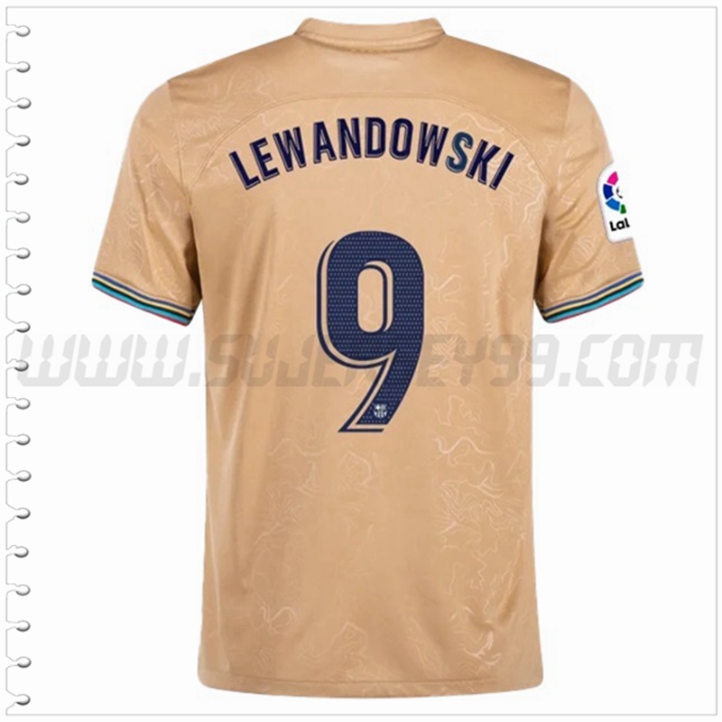 Segunda Camiseta Futbol FC Barcelona LEWANDOWSKI #9 2022 2023