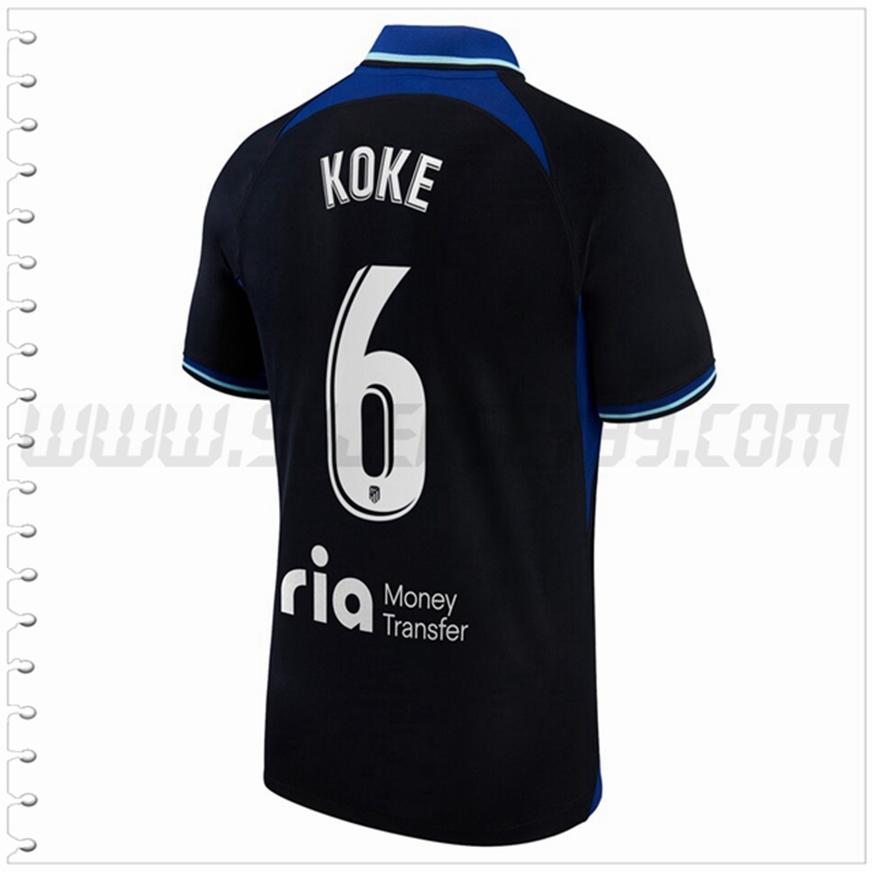 Segunda Camiseta Futbol Atletico Madrid KOKE #6 2022 2023