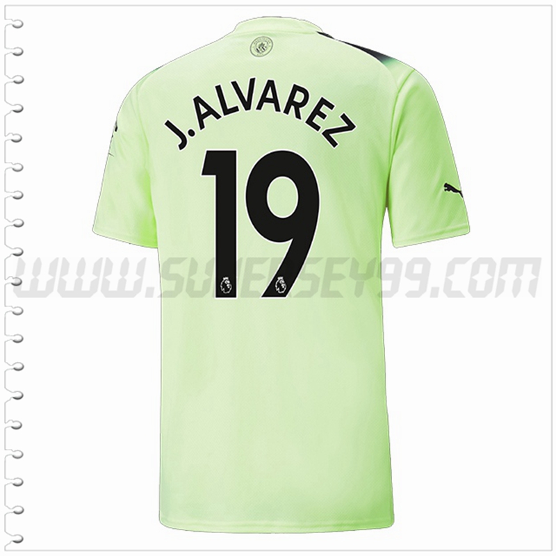 Tercera Camiseta Futbol Manchester City J.ALVAREZ #19 2022 2023