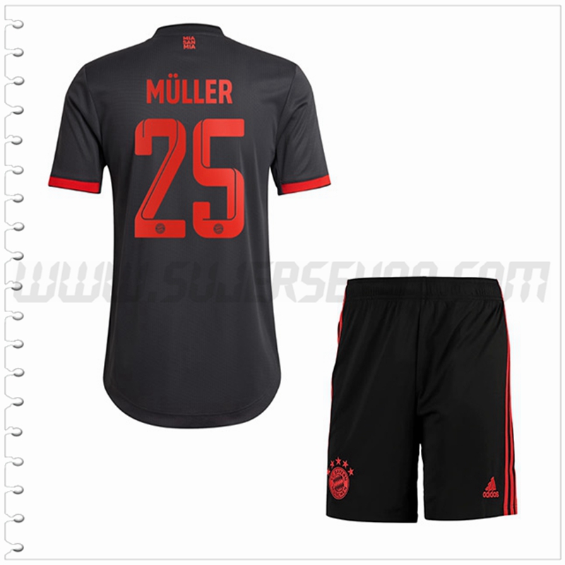 Equipacion del Bayern Munich MÜLLER #25 Ninos 2022 2023