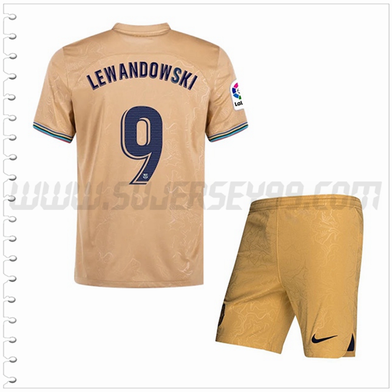 Equipacion del FC Barcelona LEWANDOWSKI #9 Ninos 2022 2023