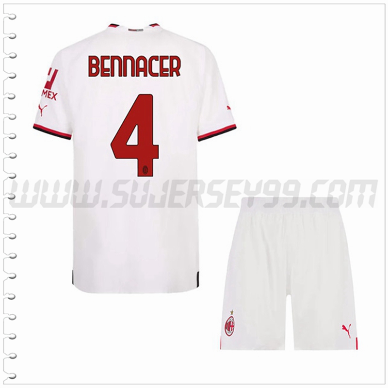 Equipacion del AC Milan BENNACER #4 Ninos 2022 2023