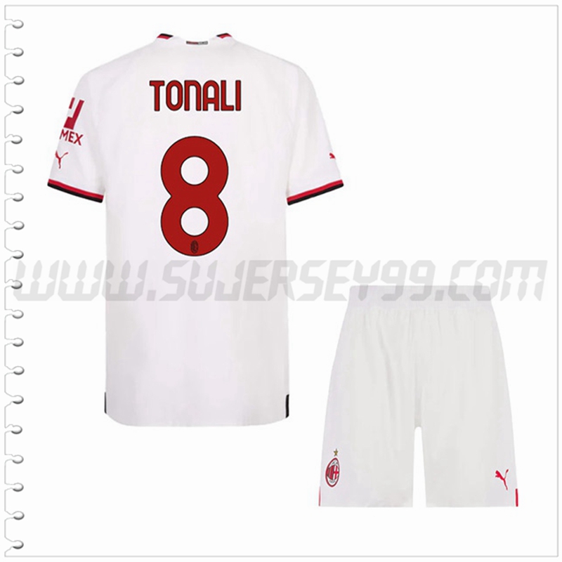 Equipacion del AC Milan TONALI #8 Ninos 2022 2023