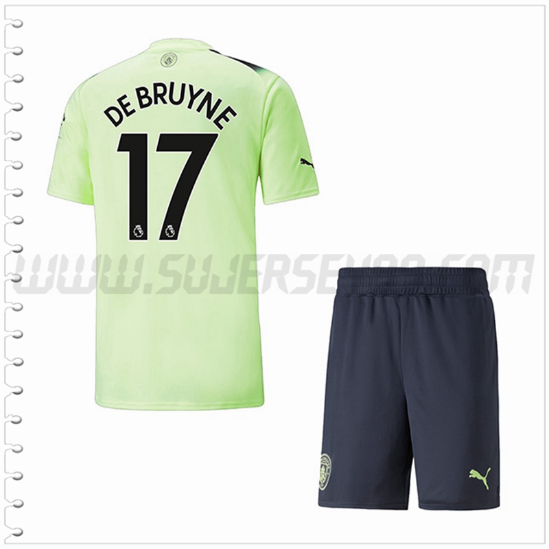 Equipacion del Manchester City DE BRUYNE #17 Ninos 2022 2023