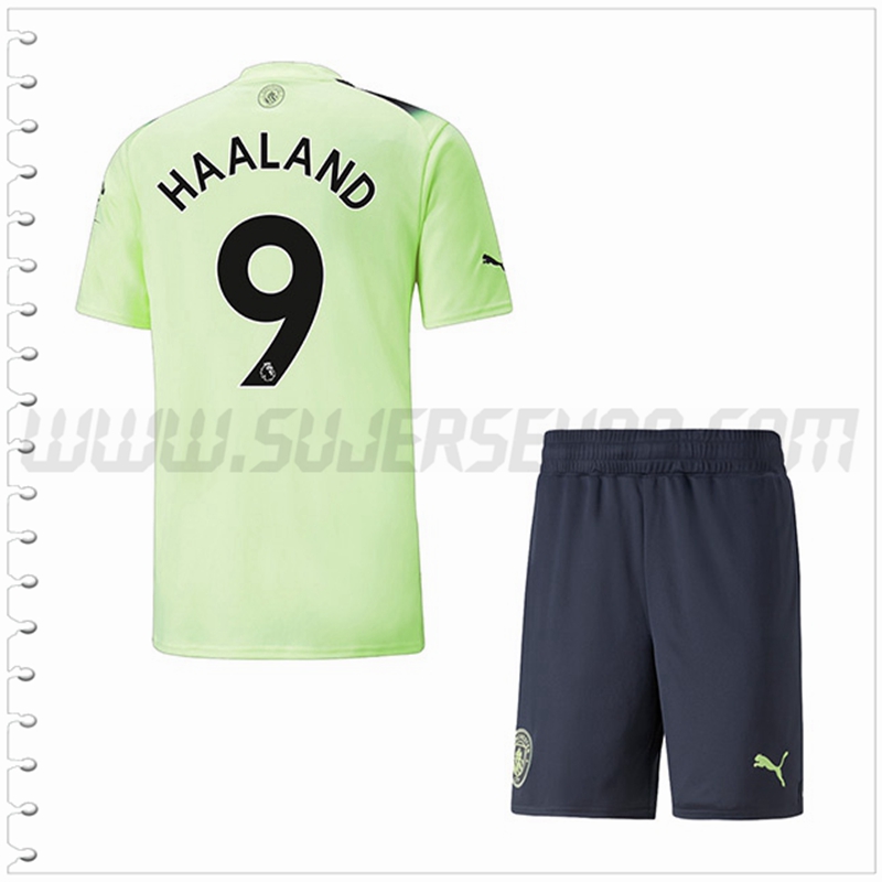 Equipacion del Manchester City HAALAND #9 Ninos 2022 2023